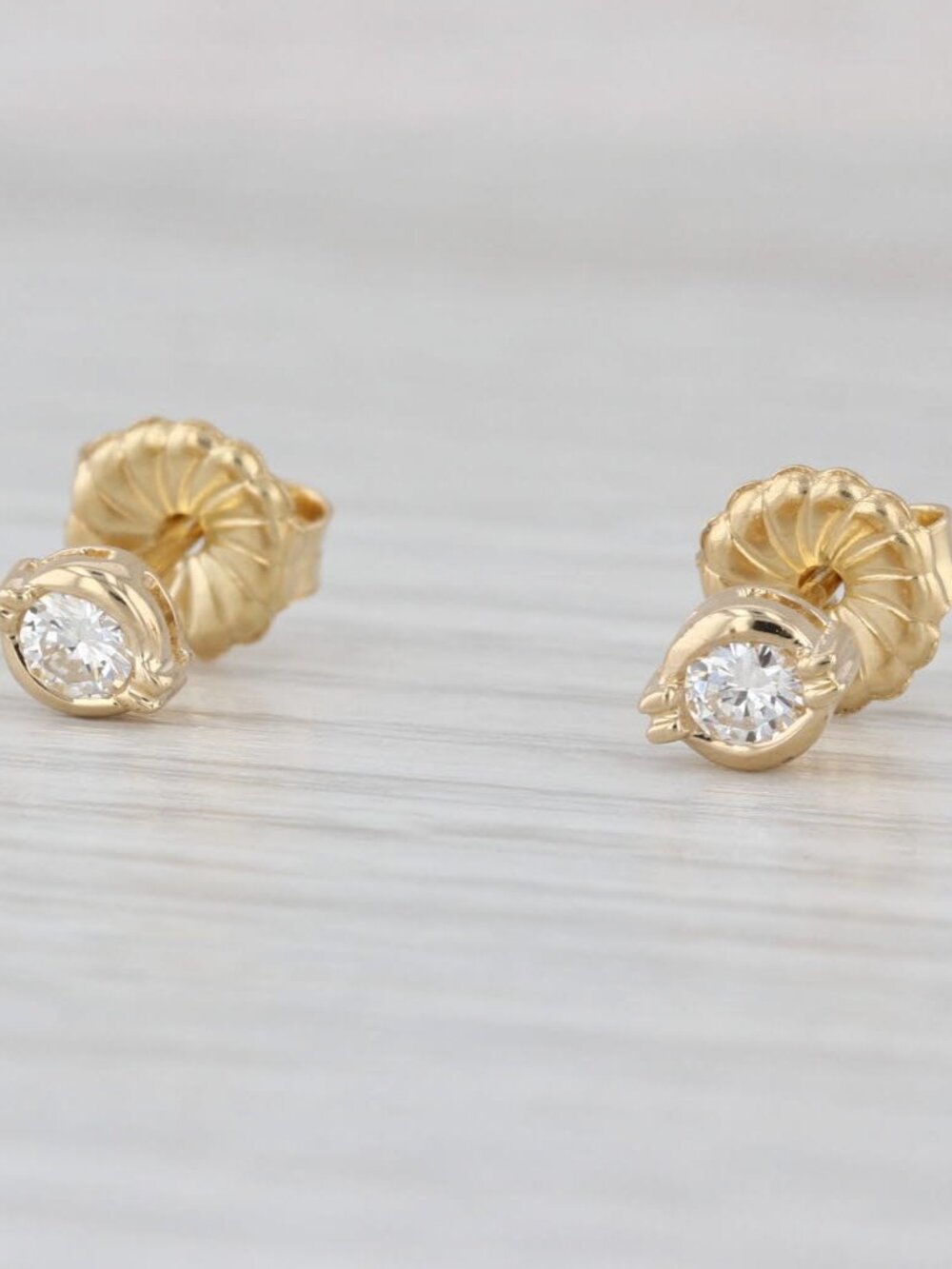 0.26ctw Diamond Solitaire Stud Earrings 14k Yellow Gold Round Bezel Set Studs